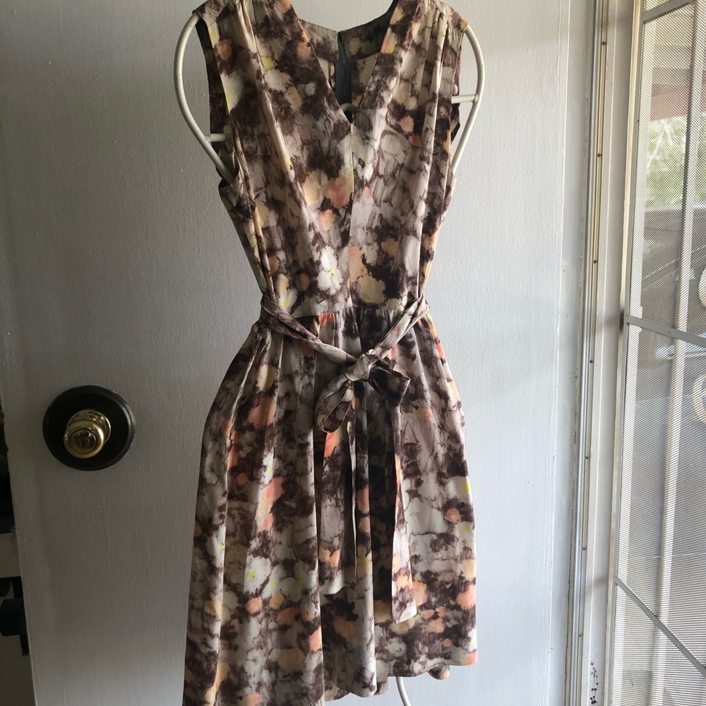 Vintage Floral Dress Brown and Pink